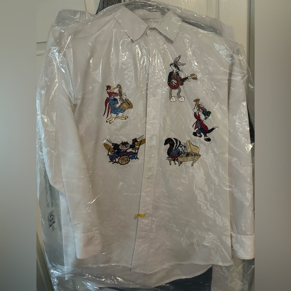 White Cotton Acme University Shirt Medium Embroidered - Picture 4 of 11